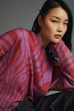 Best Sale ???? Pilcro Cashmere Crewneck Sweater PURPLE MOTIF ???? -PAIGE-shop unnamed file 2213