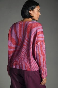 Best Sale ???? Pilcro Cashmere Crewneck Sweater PURPLE MOTIF ???? -PAIGE-shop unnamed file 2217