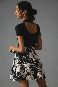 Cheapest ???? The Somerset Collection By Anthropologie The Somerset Mini ???? Skirt BLACK MOTIF ???? -PAIGE-shop unnamed file 2242