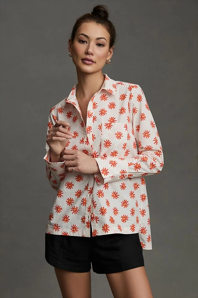 Maeve Printed Buttondown Shirt Flash Sale ???? Maeve Printed Buttondown ???? Shirt ORANGE MOTIF ???? -PAIGE-shop unnamed file 2246