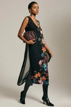 Deals ???? By Anthropologie Layered Sleeveless ???? Dress BLACK MOTIF ????