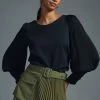 Deals ???? By Anthropologie Silky Balloon-Sleeve Top BLACK ???? -PAIGE-shop unnamed file 2261