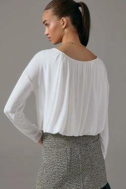 Best Sale ???? Maeve Long-Sleeve Bubble Top IVORY ❤️ -PAIGE-shop unnamed file 2269