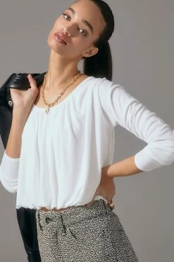 Best Sale ???? Maeve Long-Sleeve Bubble Top IVORY ❤️ -PAIGE-shop unnamed file 2270