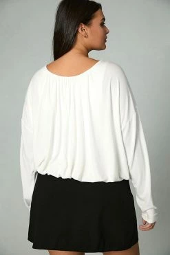 Best Sale ???? Maeve Long-Sleeve Bubble Top IVORY ❤️ -PAIGE-shop unnamed file 2272