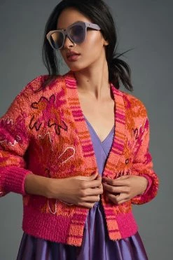 Top 10 ???? By Anthropologie Embroidered Cardigan Sweater PINK COMBO ???? -PAIGE-shop unnamed file 2279