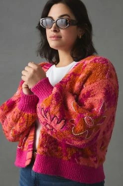 Top 10 ???? By Anthropologie Embroidered Cardigan Sweater PINK COMBO ???? -PAIGE-shop unnamed file 2282