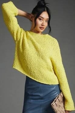 New ???? By Anthropologie Pilcro Cropped Mock-Neck Sweater CHARTREUSE ???? -PAIGE-shop unnamed file 2284