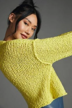 New ???? By Anthropologie Pilcro Cropped Mock-Neck Sweater CHARTREUSE ???? -PAIGE-shop unnamed file 2285