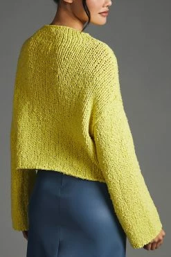 New ???? By Anthropologie Pilcro Cropped Mock-Neck Sweater CHARTREUSE ???? -PAIGE-shop unnamed file 2286