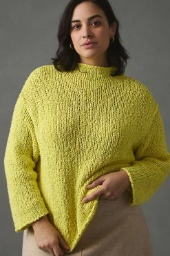 New ???? By Anthropologie Pilcro Cropped Mock-Neck Sweater CHARTREUSE ???? -PAIGE-shop unnamed file 2288