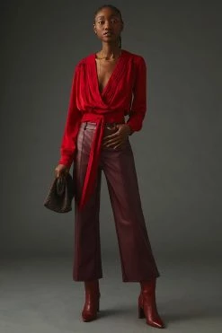 Wholesale 🎁 By Anthropologie Tie-Front Blouse RASPBERRY 💯