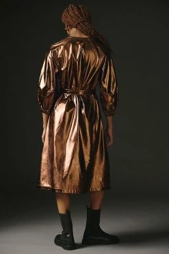 Buy ???? Mare Mare X Anthropologie Shine Faux Leather ???? Shirt ???? Dress BRONZE ???? -PAIGE-shop unnamed file 2311