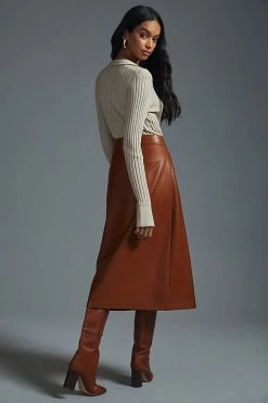 Promo ❤️ Mare Mare X Anthropologie Faux Leather ???? Skirt BROWN ???? -PAIGE-shop unnamed file 2315