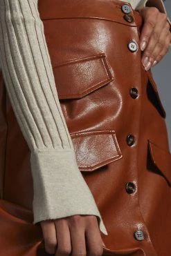 Promo ❤️ Mare Mare X Anthropologie Faux Leather ???? Skirt BROWN ???? -PAIGE-shop unnamed file 2316