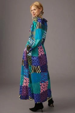 Best Sale ✨ Geisha Designs Long-Sleeve Printed Maxi ???? Dress BLUE MOTIF ???? -PAIGE-shop unnamed file 2319