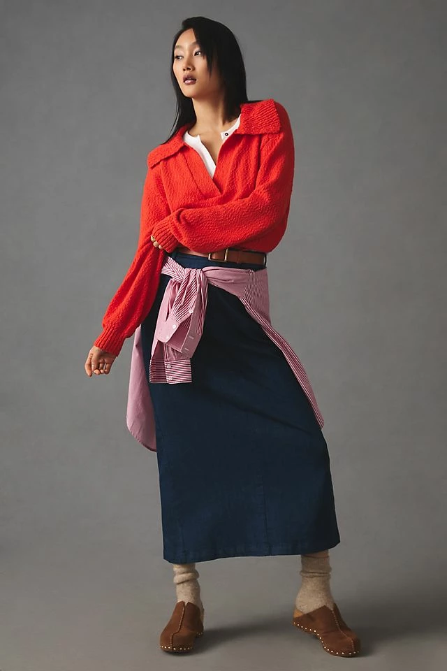 Maeve V-Neck Polo Sweater Outlet ???? Maeve V-Neck Polo Sweater BRIGHT RED ???? -PAIGE-shop unnamed file 2327