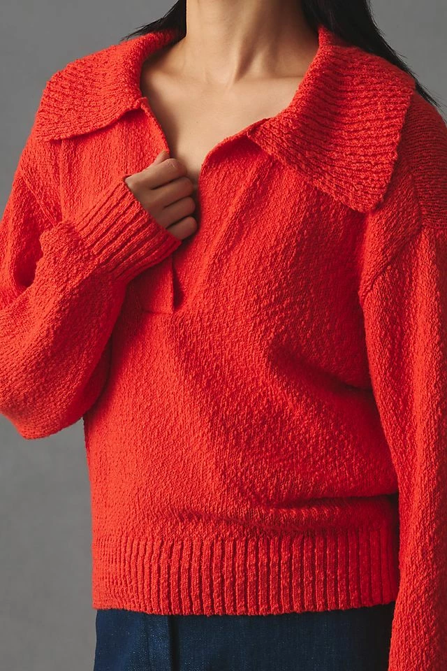 Maeve V-Neck Polo Sweater Outlet ???? Maeve V-Neck Polo Sweater BRIGHT RED ???? -PAIGE-shop unnamed file 2329
