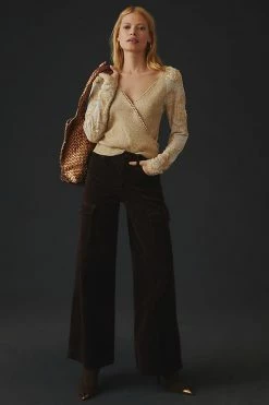 Best Sale ???? By Anthropologie Lace-Sleeve Sweater SAND ???? -PAIGE-shop unnamed file 2333