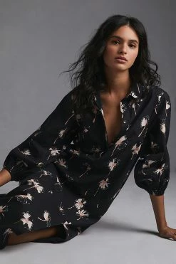 Budget ???? Maeve Button-Front Asymmetrical ???? Dress BLACK MOTIF ???? -PAIGE-shop unnamed file 2361