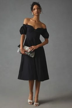 Buy ???? Maeve Puff-Sleeve Sweetheart ???? Dress BLACK ???? -PAIGE-shop unnamed file 2383
