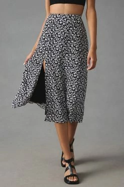 Top 10 ⌛ Maeve Slim Side-Slit Midi 👗 Skirt BLACK MOTIF 👍 -PAIGE-shop unnamed file 2402