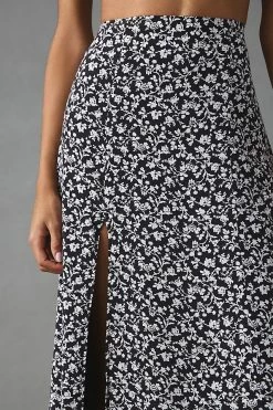 Top 10 ⌛ Maeve Slim Side-Slit Midi 👗 Skirt BLACK MOTIF 👍 -PAIGE-shop unnamed file 2404