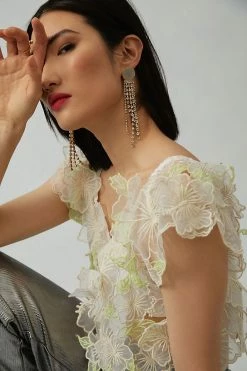 Best Pirce 🌟 By Anthropologie Sheer Appliqué Top IVORY 💯 -PAIGE-shop unnamed file 2413