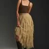 Wholesale 😉 By Anthropologie Ruffled Tulle Midi 👗 Skirt MOSS 👏 -PAIGE-shop unnamed file 2512