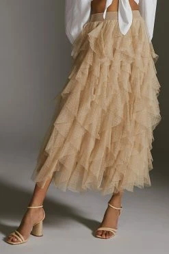 Wholesale ???? By Anthropologie Ruffled Tulle Midi ???? Skirt MOSS ???? -PAIGE-shop unnamed file 2514