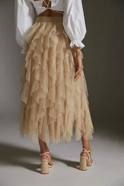 Wholesale ???? By Anthropologie Ruffled Tulle Midi ???? Skirt MOSS ???? -PAIGE-shop unnamed file 2516