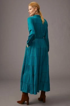 Best deal ⭐ By Anthropologie Tiered Button-Front 👗 Dress TURQUOISE 🥰 -PAIGE-shop unnamed file 2520