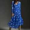 Discount 👏 By Anthropologie The Marais Printed Chiffon Maxi 👗 Dress SAPPHIRE 🛒 -PAIGE-shop unnamed file 2521