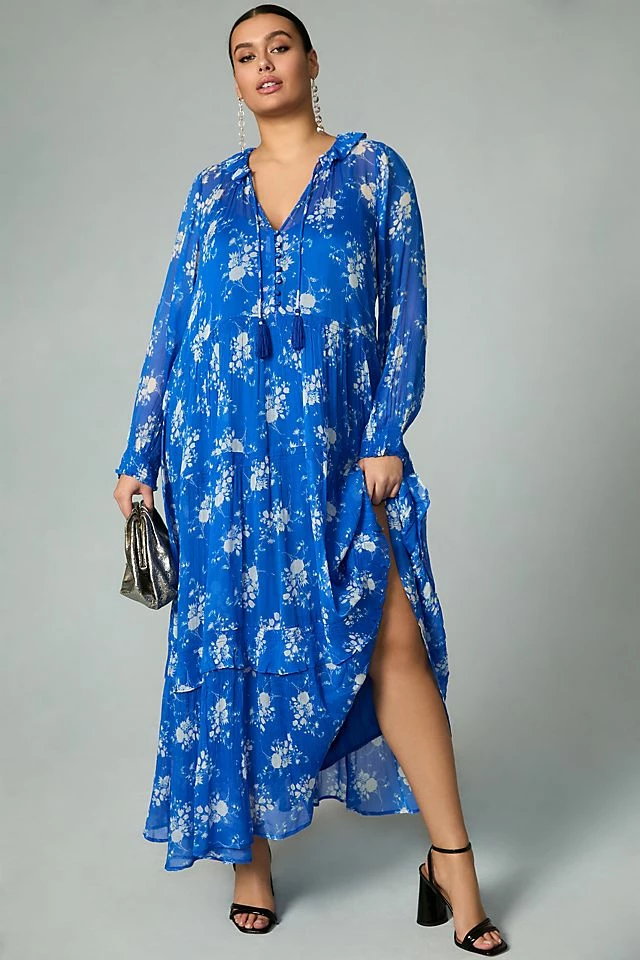 Discount ๐ By Anthropologie The Marais Printed Chiffon Maxi ๐ Dress SAPPHIRE ๐ 8 Discount ๐ By Anthropologie The Marais Printed Chiffon Maxi ๐ Dress SAPPHIRE ๐ - Image 6