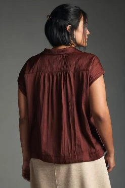 Top 10 ???? By Anthropologie Collared Henley Top DARK ORANGE ???? -PAIGE-shop unnamed file 2579