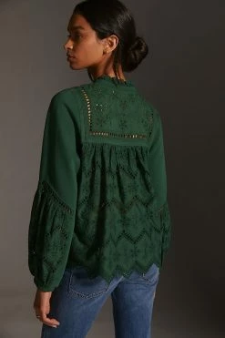 Cheap ⭐ Forever That Girl Eyelet Sweatshirt DARK GREEN ???? -PAIGE-shop unnamed file 2583