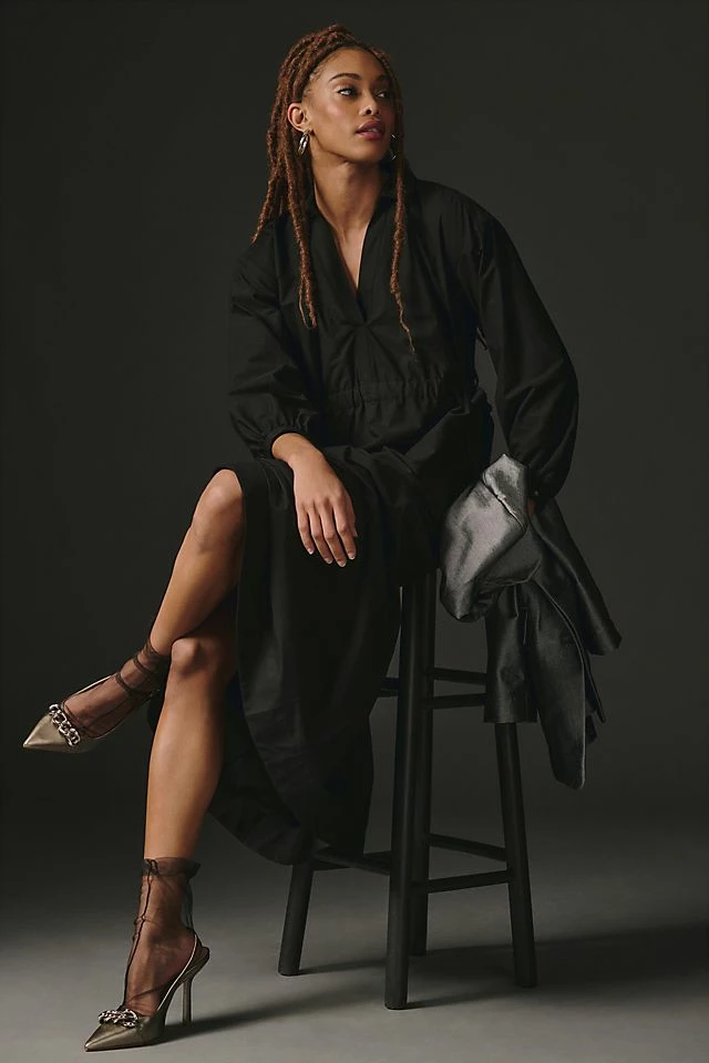 Maeve Cinched Shirt Dress Outlet ✨ Maeve Cinched ???? Shirt ???? Dress BLACK ???? -PAIGE-shop unnamed file 2591