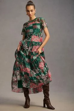 Buy ???? Bhanuni By Jyoti Bhanuni Jyoti Tiered Short-Sleeve ???? Dress GREEN ???? -PAIGE-shop unnamed file 2609