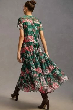 Buy ???? Bhanuni By Jyoti Bhanuni Jyoti Tiered Short-Sleeve ???? Dress GREEN ???? -PAIGE-shop unnamed file 2610