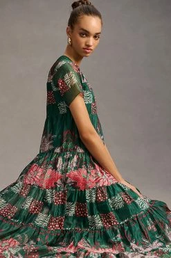 Buy ???? Bhanuni By Jyoti Bhanuni Jyoti Tiered Short-Sleeve ???? Dress GREEN ???? -PAIGE-shop unnamed file 2611