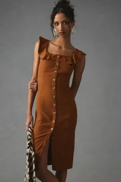 Cheap ???? By Anthropologie Buttondown ???? Dress BROWN ???? -PAIGE-shop unnamed file 2620