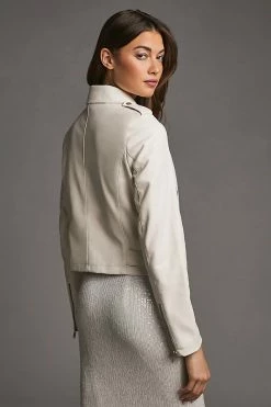 Hot Sale ⌛ By Anthropologie Faux Leather Moto Jacket IVORY ???? -PAIGE-shop unnamed file 2627