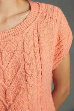 Deals ???? Pilcro Oversized Cable-Knit Sweater Tee CORAL ???? -PAIGE-shop unnamed file 2647