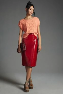 Deals ???? Pilcro Oversized Cable-Knit Sweater Tee CORAL ???? -PAIGE-shop unnamed file 2648