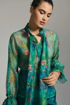 Discount ???? Mynah's Reynu Taandon Sheer Bow Blouse BLUE MOTIF ⭐ -PAIGE-shop unnamed file 2666