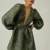 Best deal ???? Corey Lynn Calter Deep-V Jacquard ???? Dress GREEN MOTIF ???? -PAIGE-shop unnamed file 2672