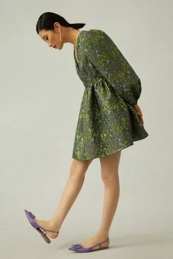 Best deal ???? Corey Lynn Calter Deep-V Jacquard ???? Dress GREEN MOTIF ???? 4 Best deal ???? Corey Lynn Calter Deep-V Jacquard ???? Dress GREEN MOTIF ???? -PAIGE-shop unnamed file 2674