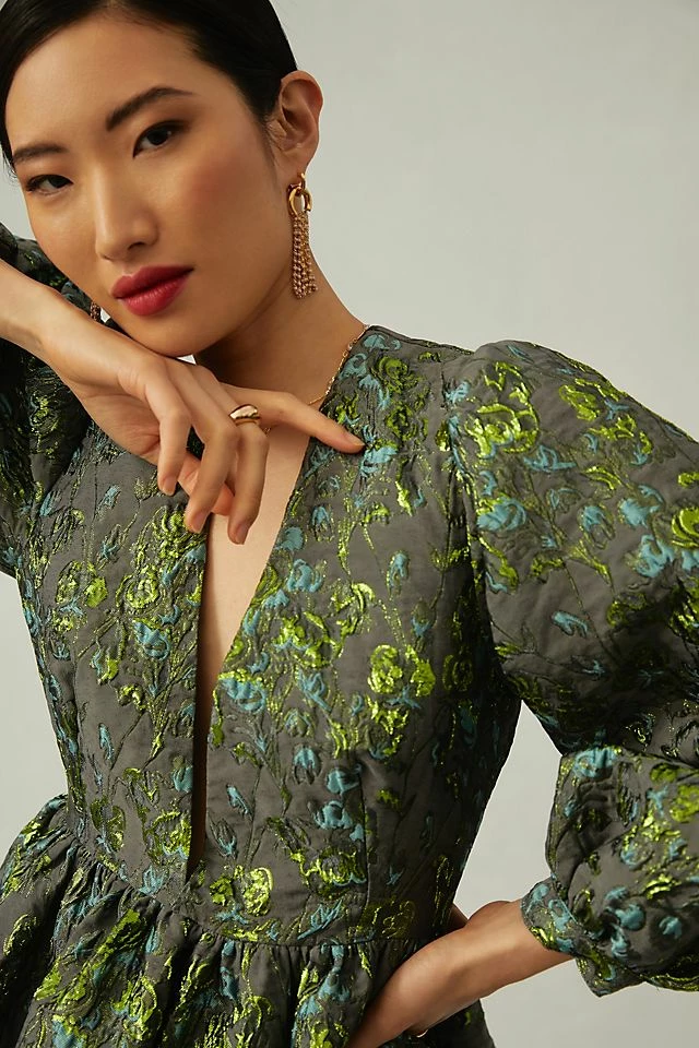 Corey Lynn Calter Deep-V Jacquard Dress Best deal ???? Corey Lynn Calter Deep-V Jacquard ???? Dress GREEN MOTIF ???? -PAIGE-shop unnamed file 2675