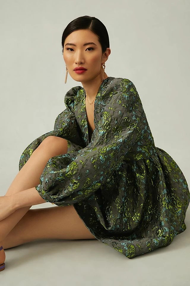 Corey Lynn Calter Deep-V Jacquard Dress Best deal ???? Corey Lynn Calter Deep-V Jacquard ???? Dress GREEN MOTIF ???? -PAIGE-shop unnamed file 2676