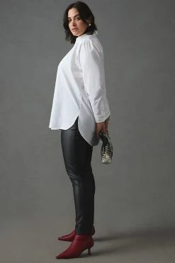 Best Pirce ???? By Anthropologie Henley ???? Shirt WHITE ???? -PAIGE-shop unnamed file 2694